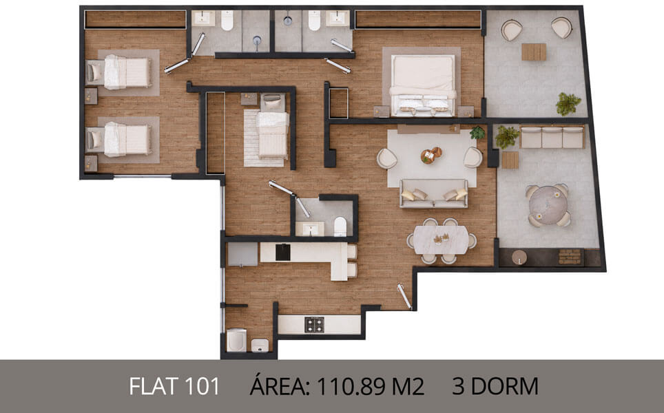 Departamentos en venta en Surco Neptuno, flat 101 area 110.89m2