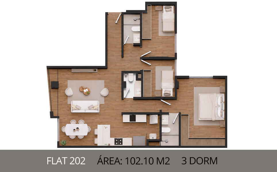 Departamentos en venta en Surco Neptuno, flat 202 area 102.10m2