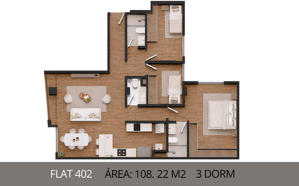 Departamentos en venta en Surco Neptuno, flat 402 area 108.22m2
