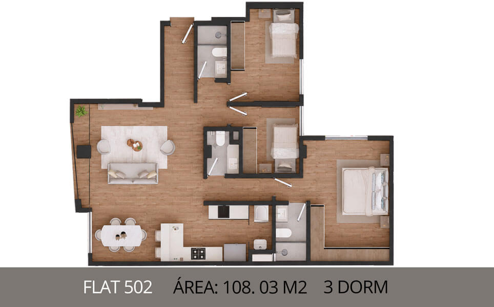 Departamentos en venta en Surco Neptuno, flat 502 area 108.03m2