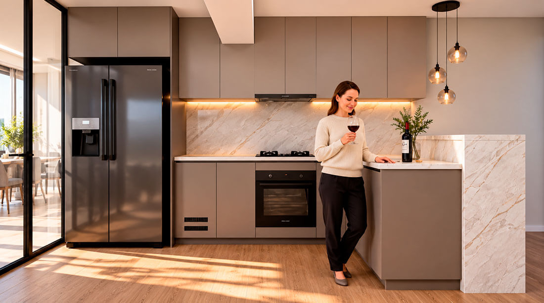 Cocina del departamento en venta en Surco Neptuno de 3 dormitorios en flat y dúplex