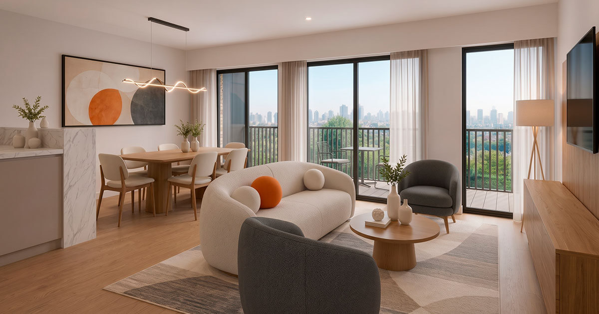 Sala comedor del departamento en venta en Surco Neptuno de 3 dormitorios en flat y dúplex, construye y vende Inmobiliaria Buleje